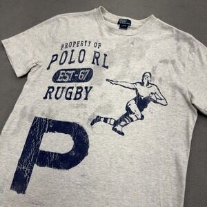 Vintage Polo Ralph Lauren Rugby Shirt Boys Large (14-16) Property Of EST 1967